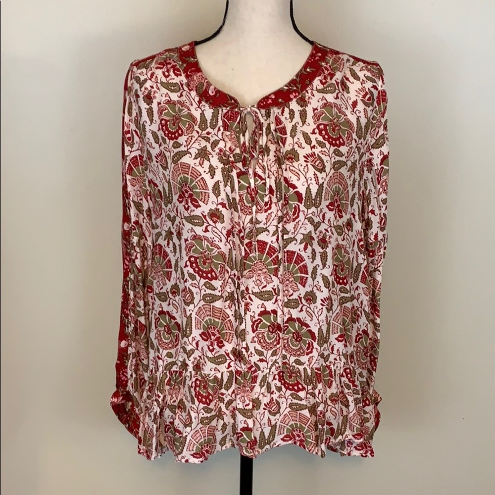 EUC Lucky Brand Paisley Boho Ruffled Bottom Tunic.